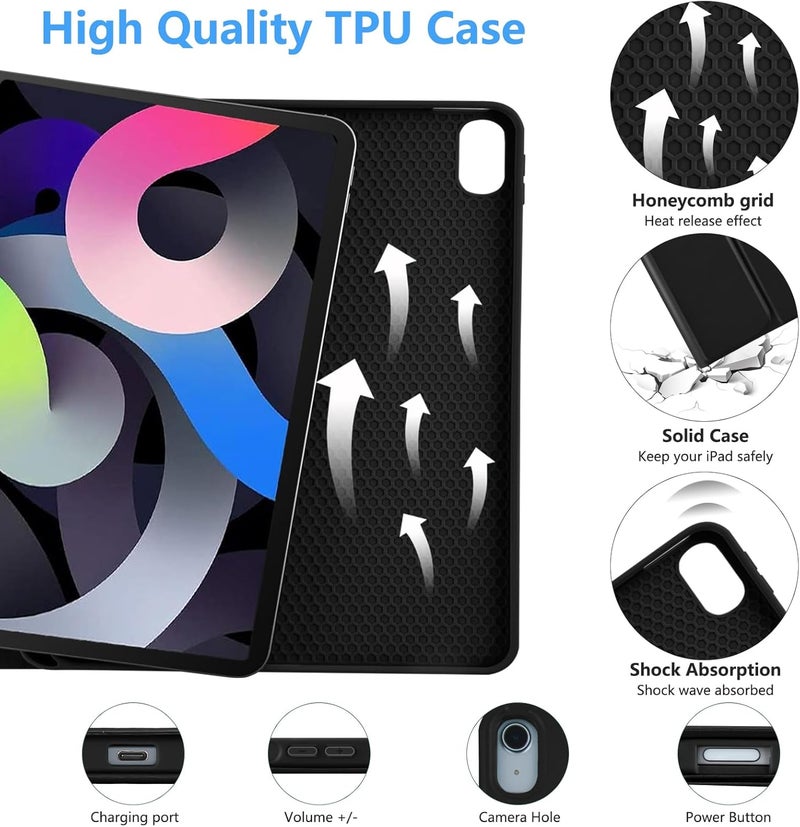 TaIYanG for iPad Air 11 inch M2 Case with Keyboard 10.9 inch for iPad Air 5 2022/iPad Air 4th Gen Keyboard Case with Pencil Holder, Wireless Keyboard for Air 11" M3/M2 (2025/2024)/iPad Air 5/4 - Image 3